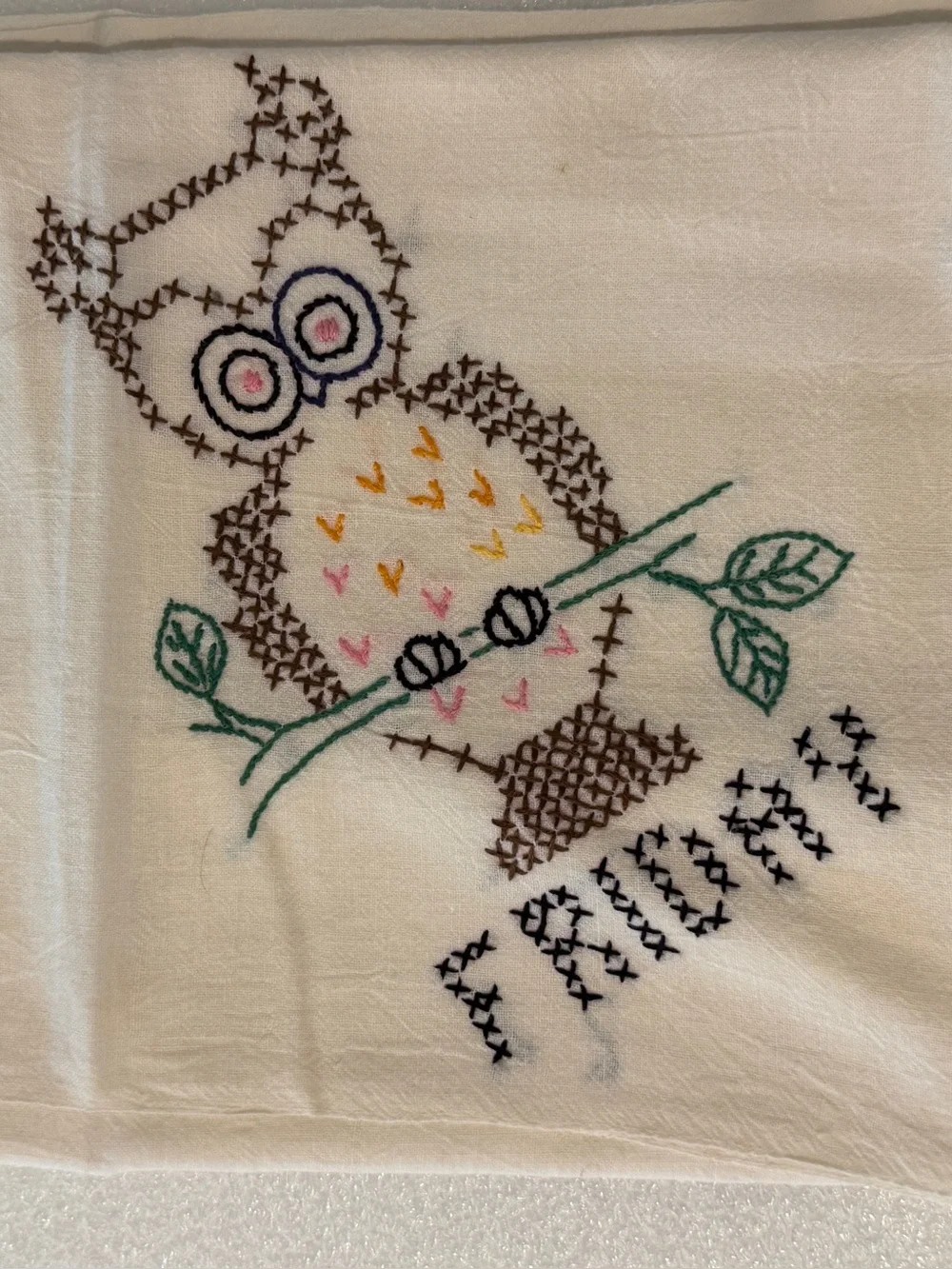 Set of 7 Embroidered Cotton Flour Sack Dish Towels Days of the Week Vintage